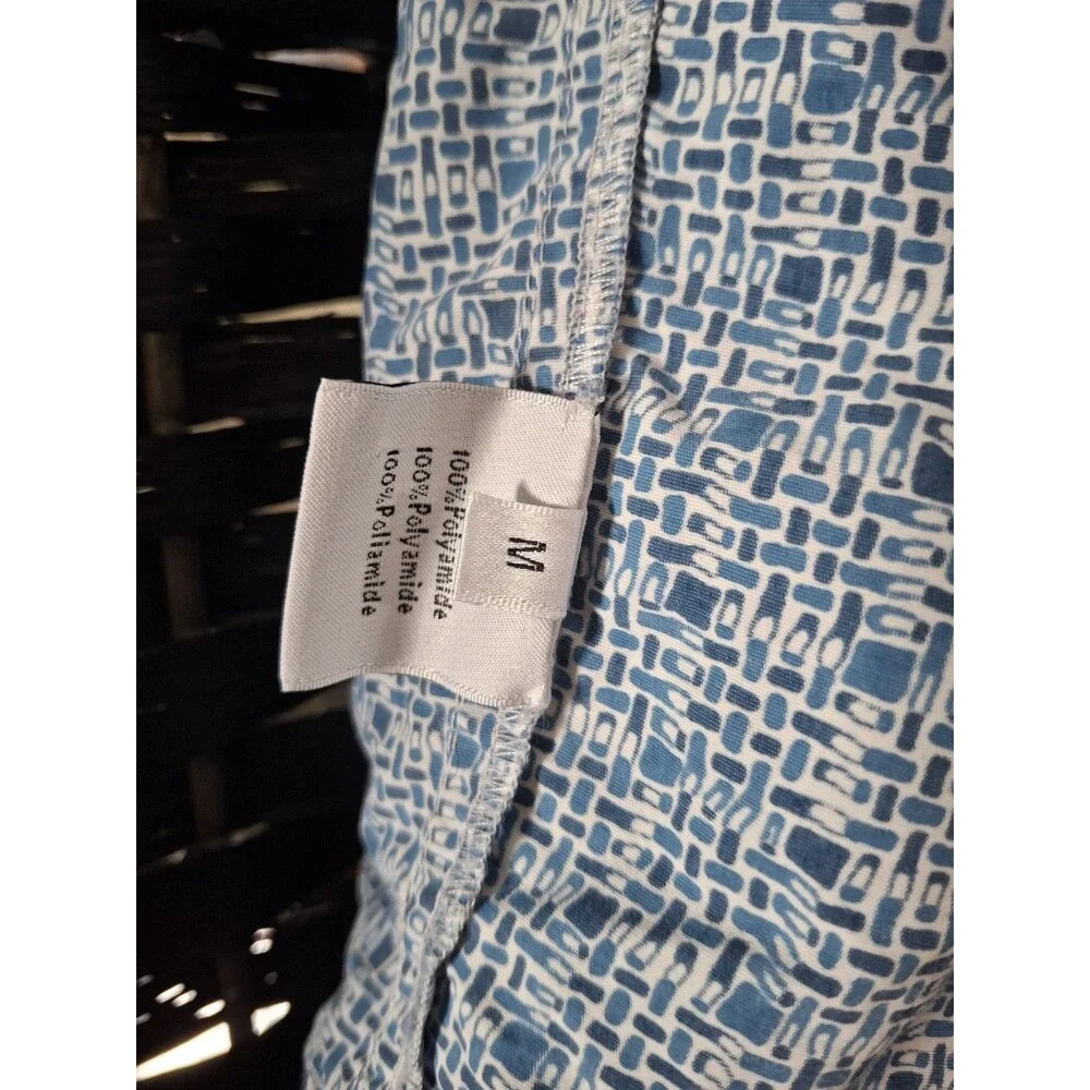 HERMES Swim Shorts Trunks Mens Medium Blue Abstract Drawstring Italy Luxury